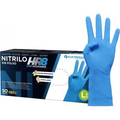 CUATROGASA GUANTE HR 8 T-S NITRILO AZUL CAJA 50UDS